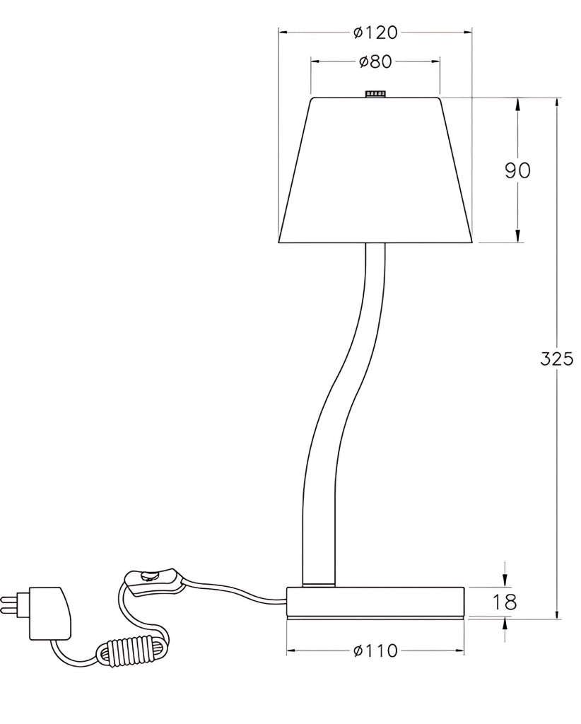 Lampada da Tavolo Ibla LED 9W 750lm 3000K, Dimmerabile al Tocco, Struttura in Metallo e Vetro Soffiato, Colore Nero - Ibla