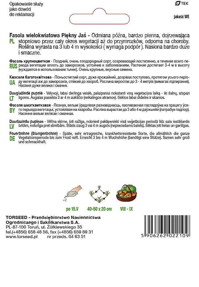 Fagioli rampicanti Piękny Jaś 40g