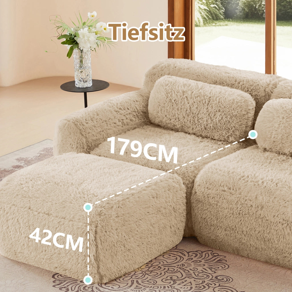 Sofa a 3 posti - Zephmum- Premium peluche modulare, antiscivolo
