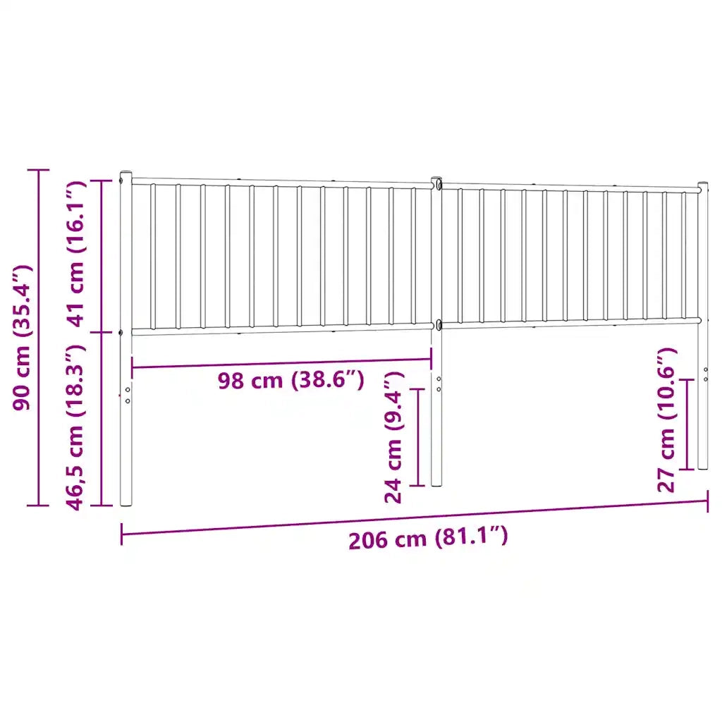 Testiera di Ricambio in Metallo Nero 200 cm 350902