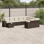 Set Divani da Giardino 10pz con Cuscini in Polyrattan Marrone 3255400