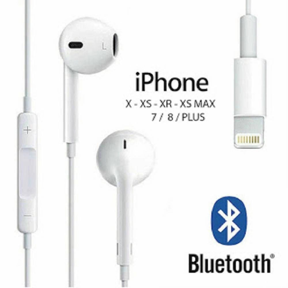 Trade Shop - Cuffie Auricolari Con Cavo Bluetooth Lightning Con Microfono Magnetici R6310 -