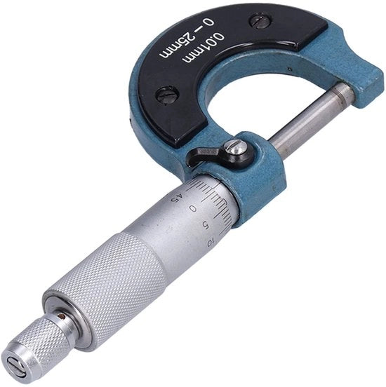 Instrumento di misurazione a micrometro con alta precisione - Misurazione della vite esterna - Progettazione portatile - Realizzato in acciaio inossidabile - Intervallo di misurazione 0-25mm - Precisione 0,01mm