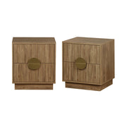 Set di 2 comodini a 2 cassetti effetto mango scanalato