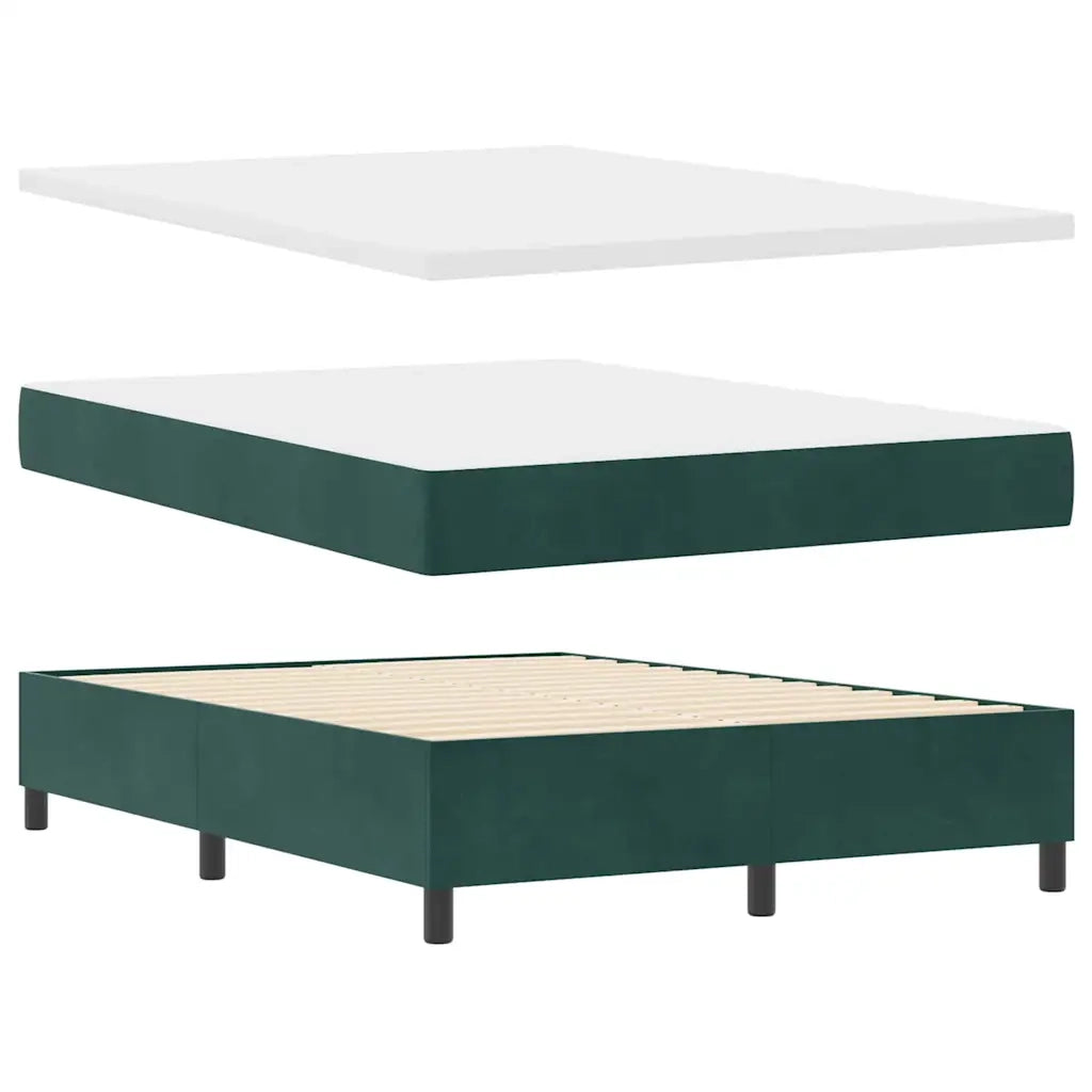 Letto a Sorgente LED Verde Scuro 140 x 200 cm Velluto 3343319