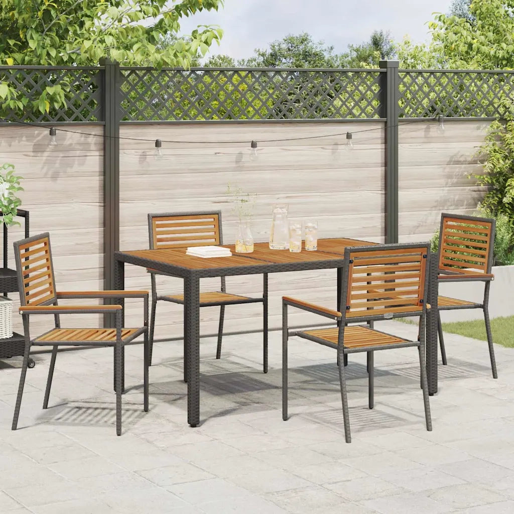 Set da Pranzo per Giardino 5 pcs Nero e Marrone polyrattan 3365438