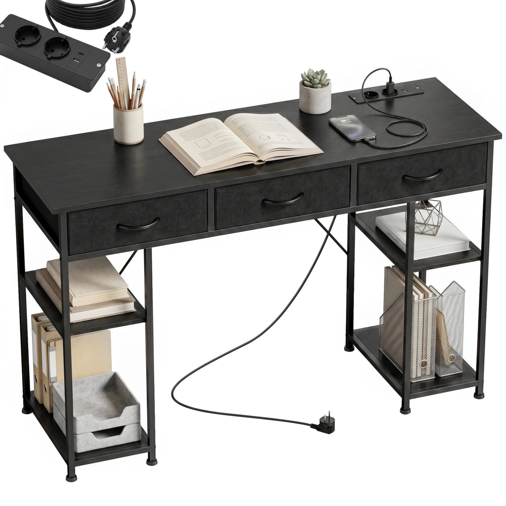 Scrivania con cassetti e scaffali ¨C Minimal ¨C nero 120x40x76 cm