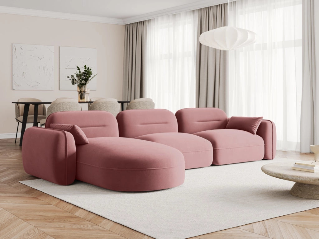 Cosmopolitan Design - Divano angolare modulare sinistro "Sydney" 4 posti in velluto salmone 