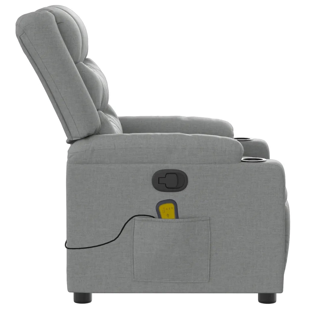 Poltrona reclinabile massaggiante in tessuto grigio chiaro 3206835