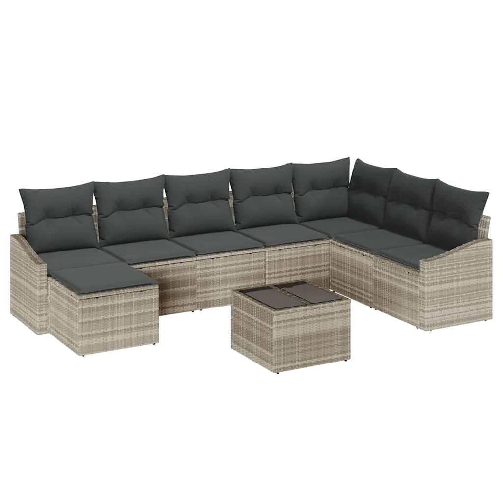 Set di divani con cuscino 9 pcs Grigio chiaro polyrattan 3346852