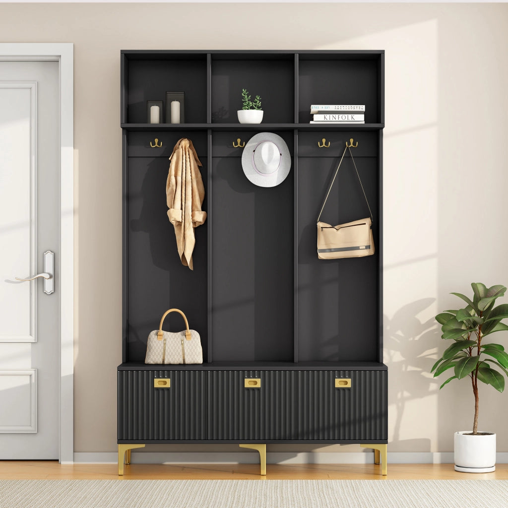 ARMADIO GUARDAROBA CON PANCA 120x23,5x191,5 cm Nero