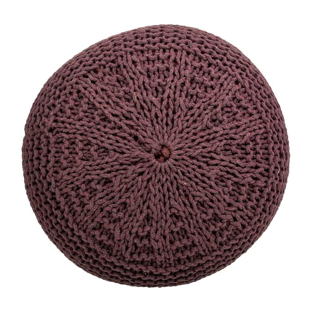Puf in cotone intrecciato marrone 40x40x30h