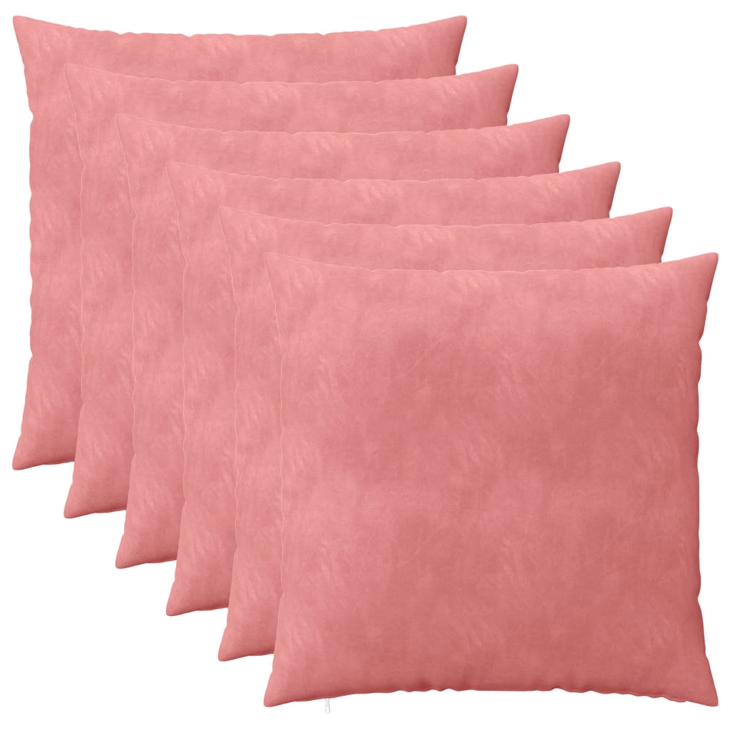 Federa 6 pcs HEERLEN Rosa 60 x 60 cm Velluto 912558