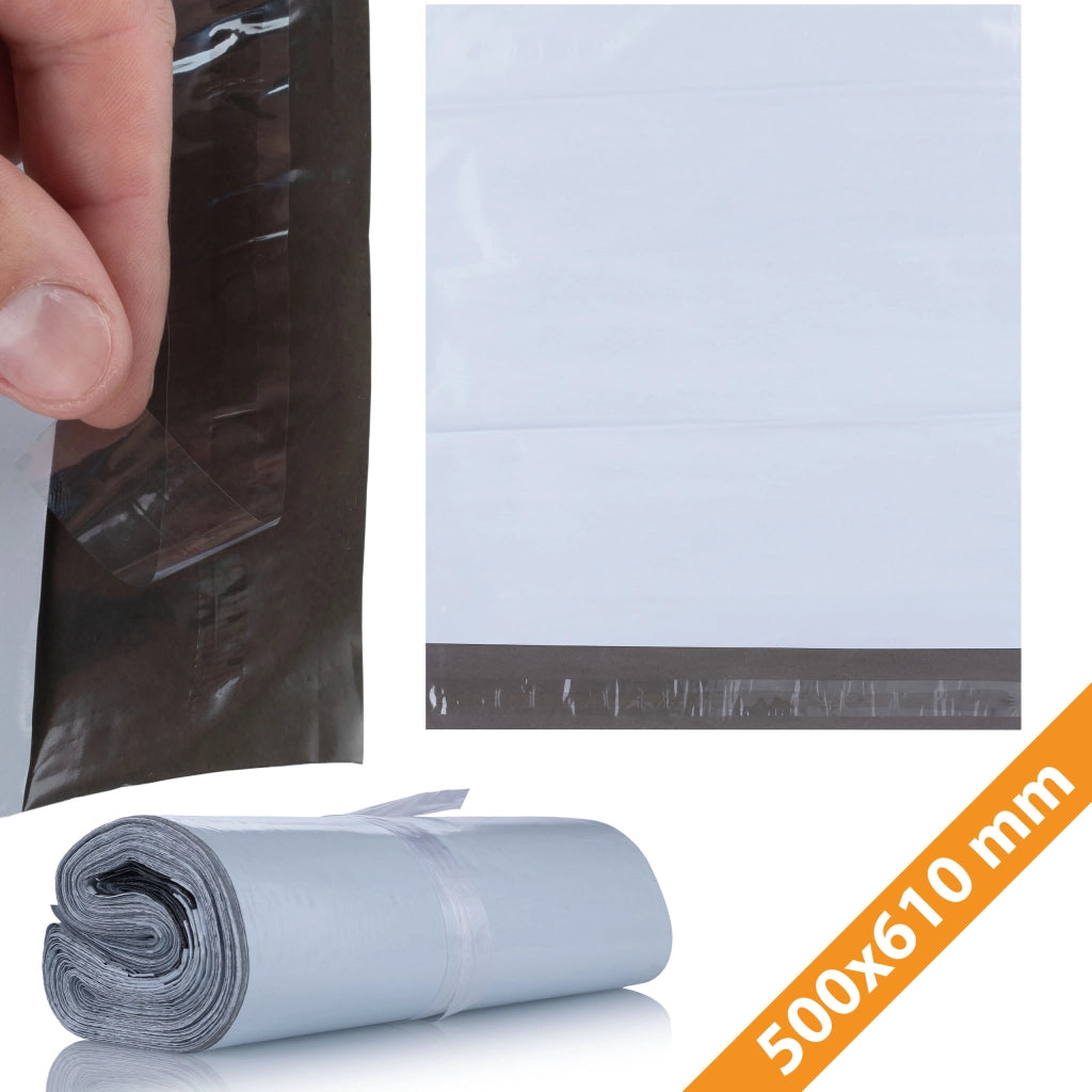Buste da Spedizione Bianche 500x610 mm 100 Pezzi – LDPE Resistente, Impermeabile, Antistrappo