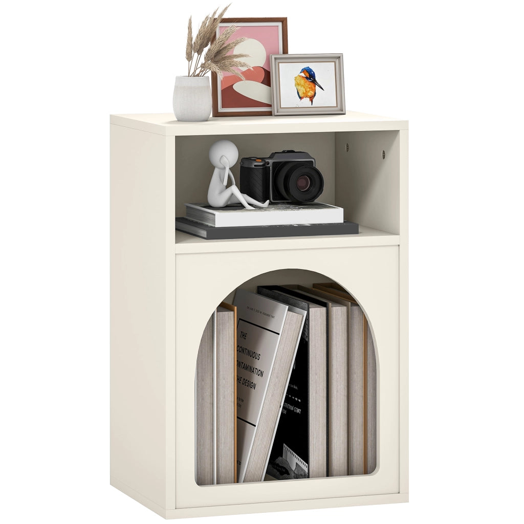 Comodino con 2 Ripiani Aperti Design Arco ¨C zephmum ¨C Crema 40x30x60 cm