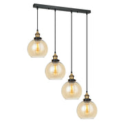 Lampada a sospensione Italux Cardena 4xE27 nero oro