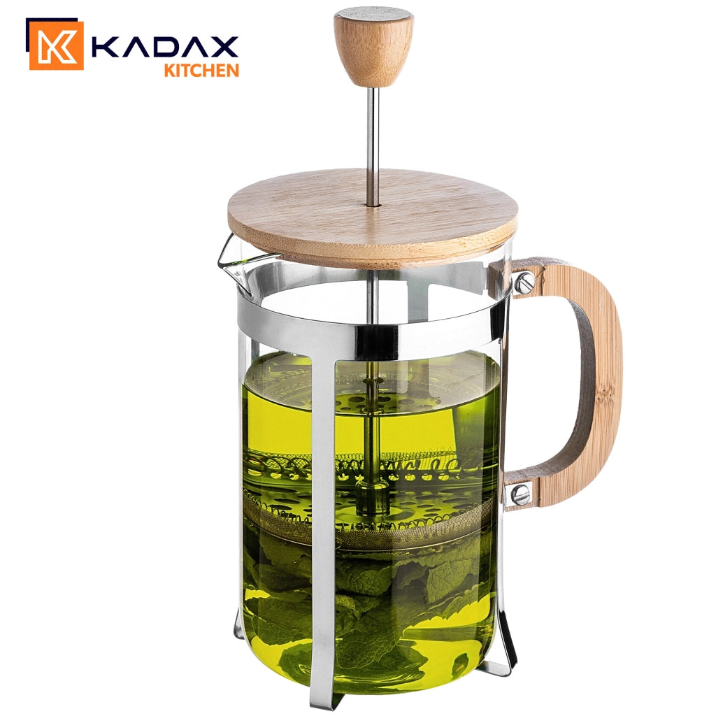 Infusore per tisane e caffè KADAX, con pistone, caraffa in vetro e filtro, 800 ml.