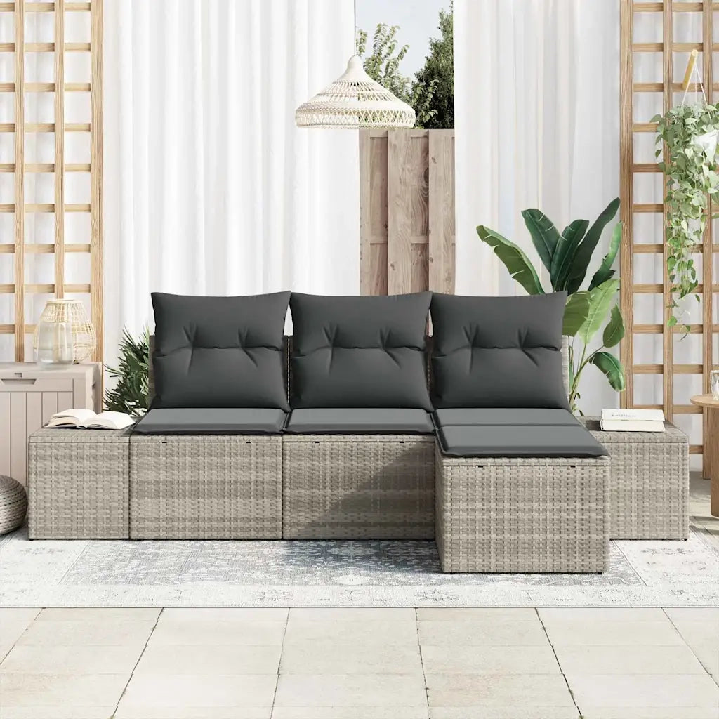 Set Divano da Giardino 4 pcs Grigio chiaro polyrattan 3355681