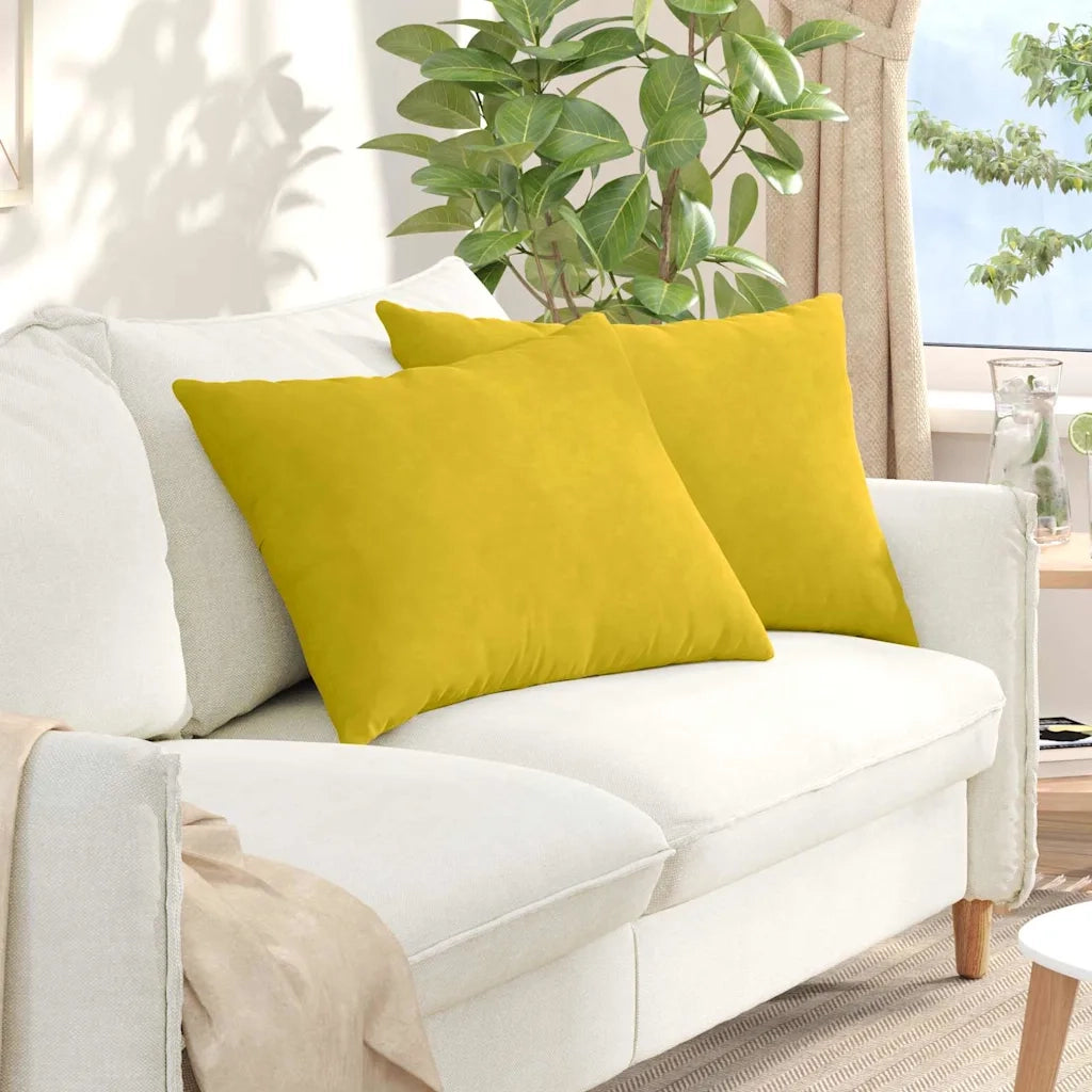 Cuscini da Divano 2 pz | Cuscini per sedie Giallo 70 x 50 cm Tessuto in Cords