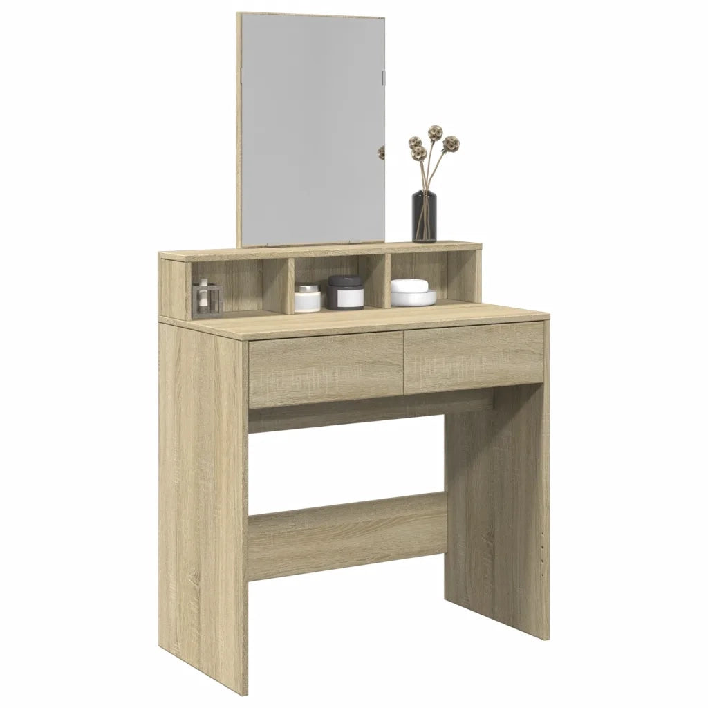 Toeletta | Tavolo da Trucco con Specchio Rovere Sonoma 80x41x144,5 cm