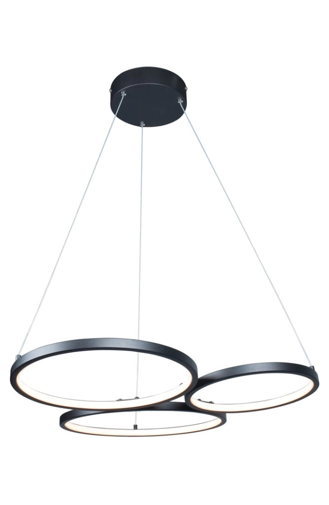 Lampadario LED nero moderno 3 anelli 38W Rabalux Formand