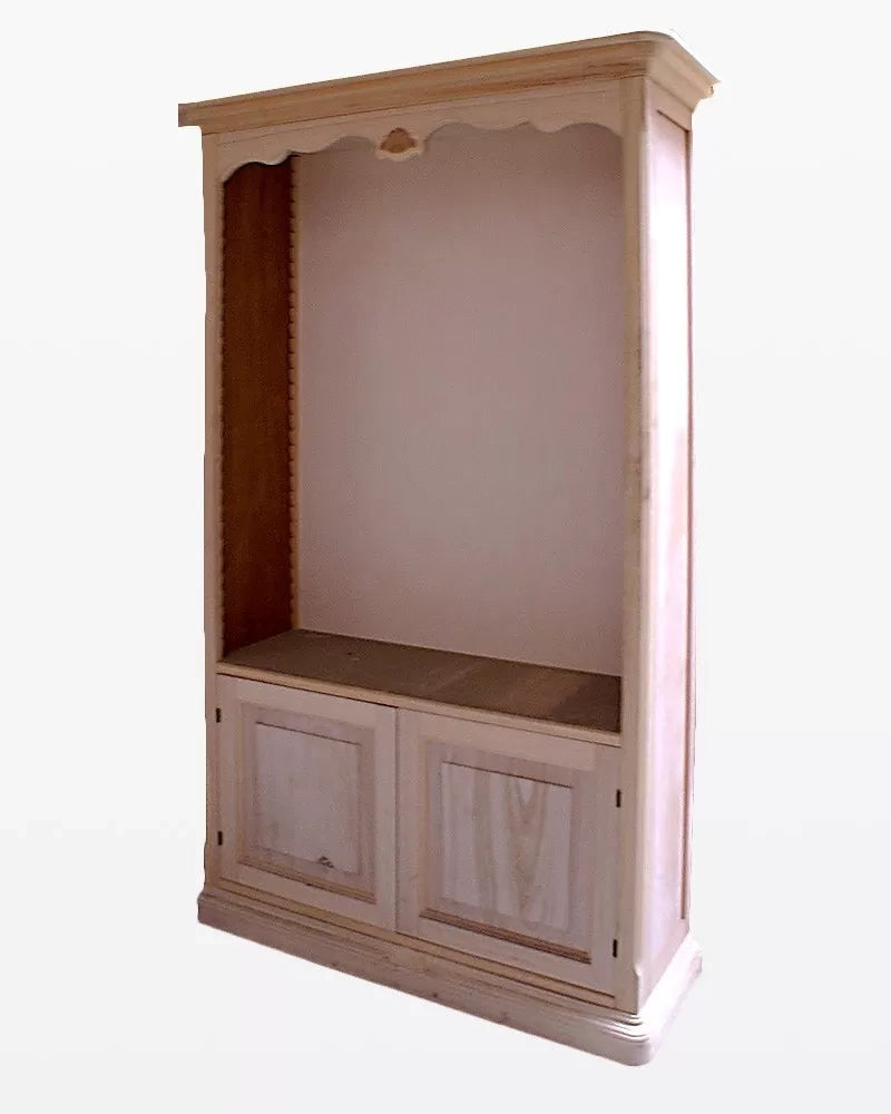 Libreria sagomata con 3 ripiani legno grezzo 120x42x207 - Mobili 2G
