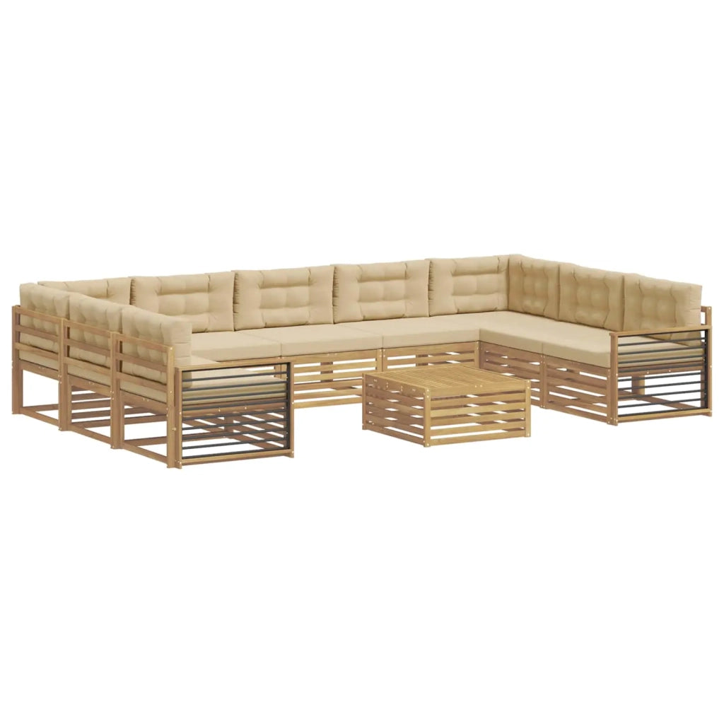 Set di divani da esterno 10 pz Bianco e Beige 3391208