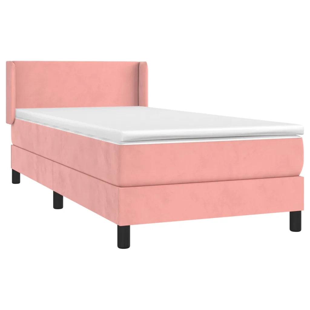 Giroletto a Molle con Materasso-Struttura Letto Rosa 100x200 cm in Velluto 998327