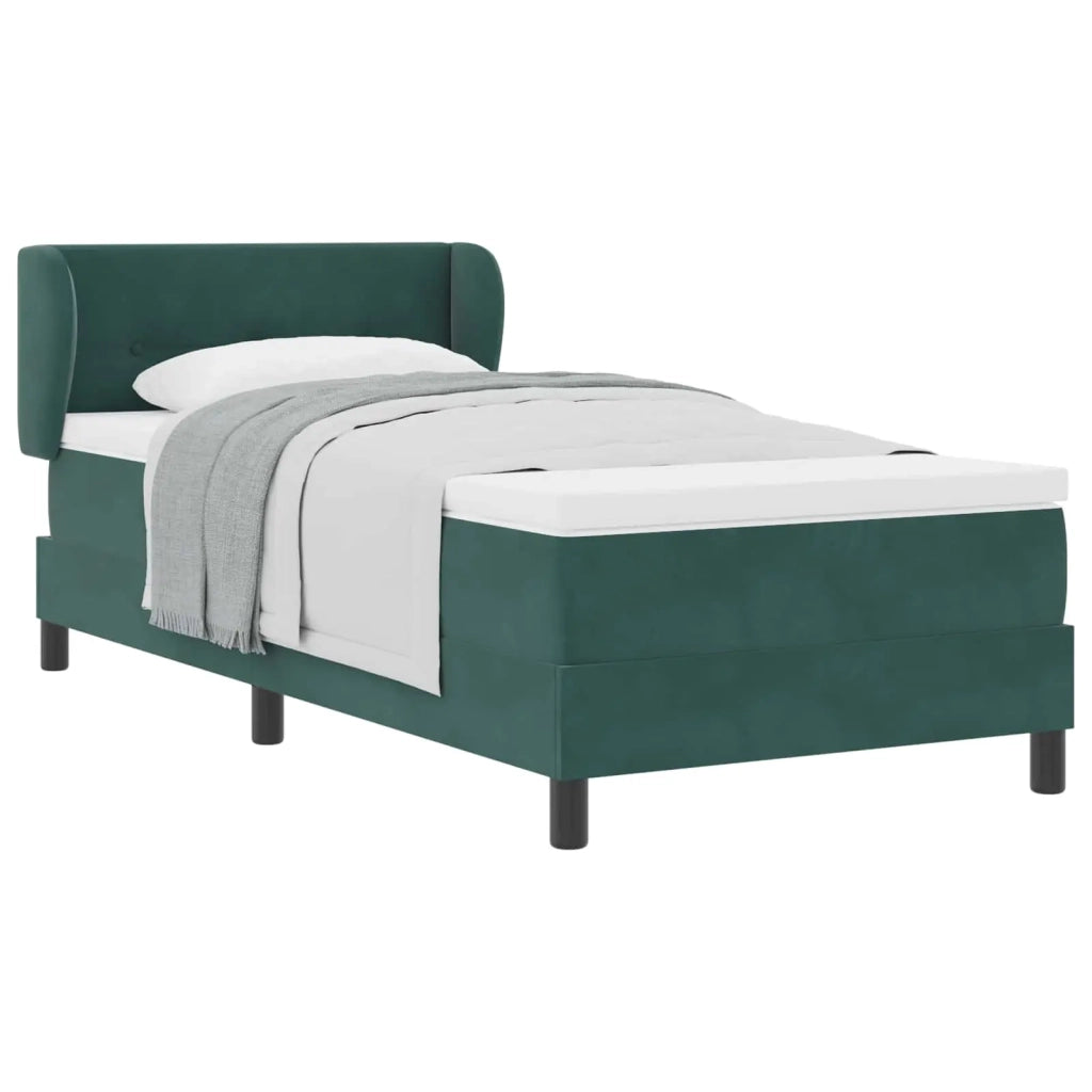 Letto a molle con testiera Verde scuro 90 x 200 cm Velluto 3340373