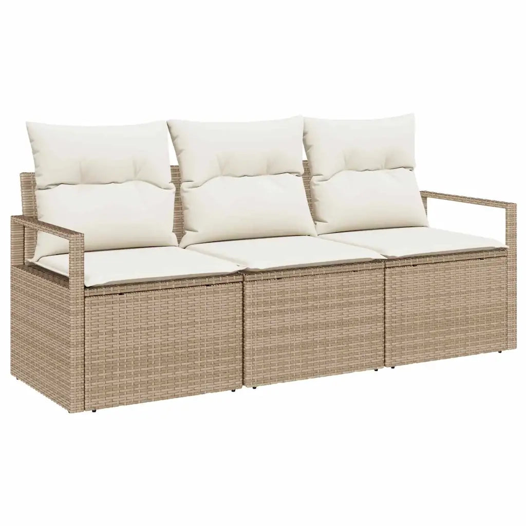 Set di divani 3 pcs Beige polyrattan