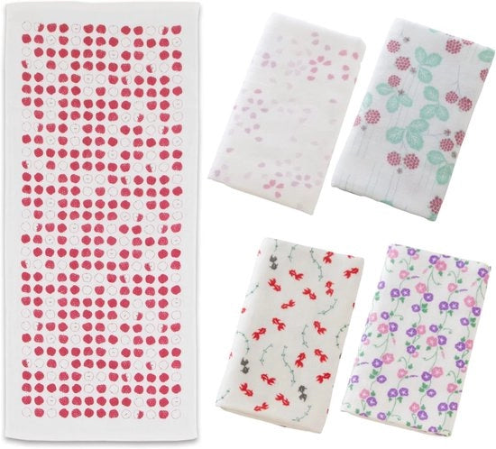 Asciugamano di cotone giapponese - estremamente leggero e assorbente - 5 pezzi - 100% cotone