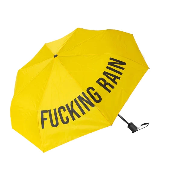 Ombrello pieghevole "Fucking Rain" giallo