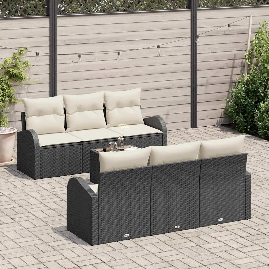 Set Divano da Giardino Nero 55 x 55 x 37 cm polyrattan
