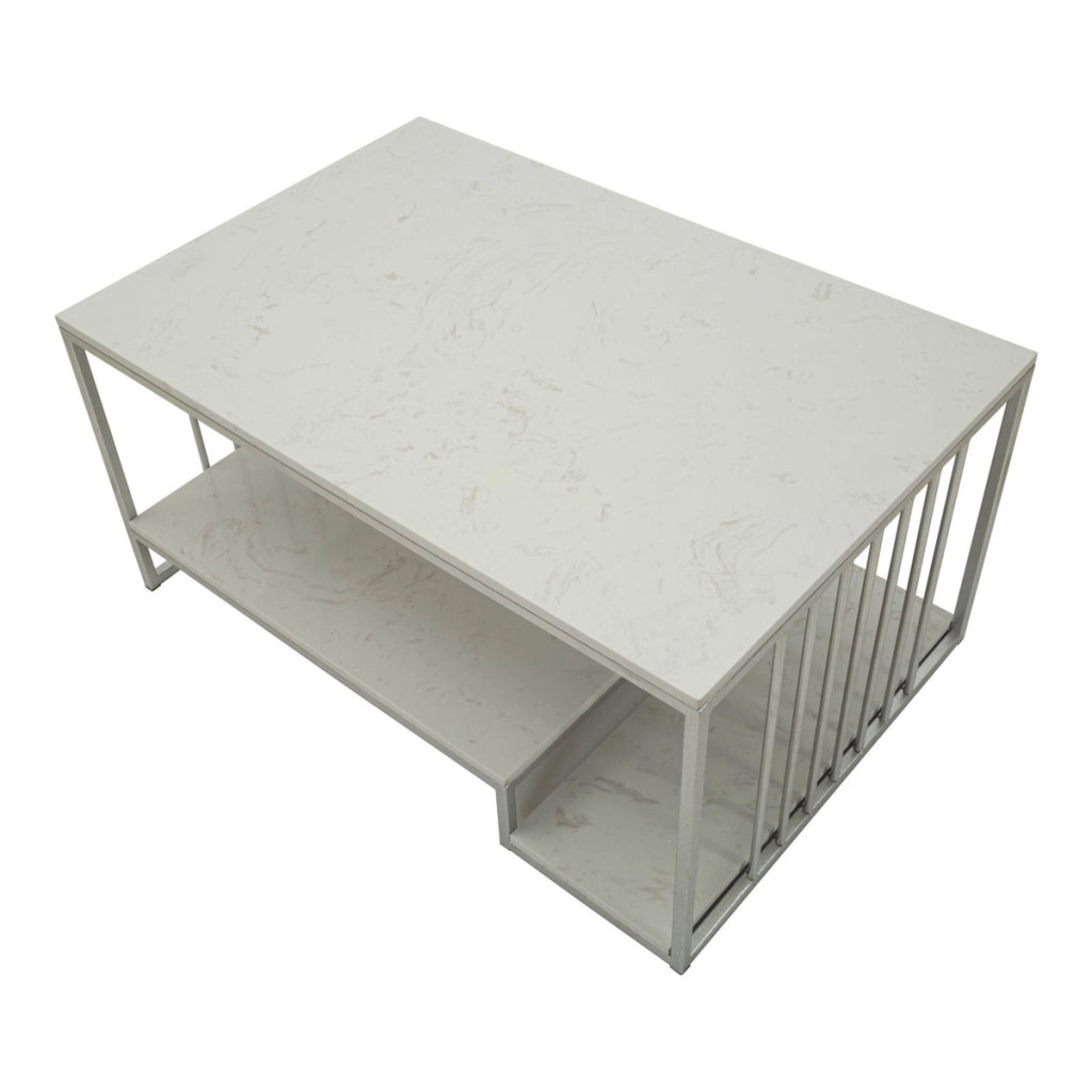 Tavolino VKH790, Argento, Metallo, 90x45x60 cm