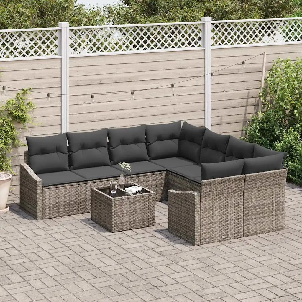 Set di divani con cuscino con cuscino 9 pcs Grigio polyrattan 3346659