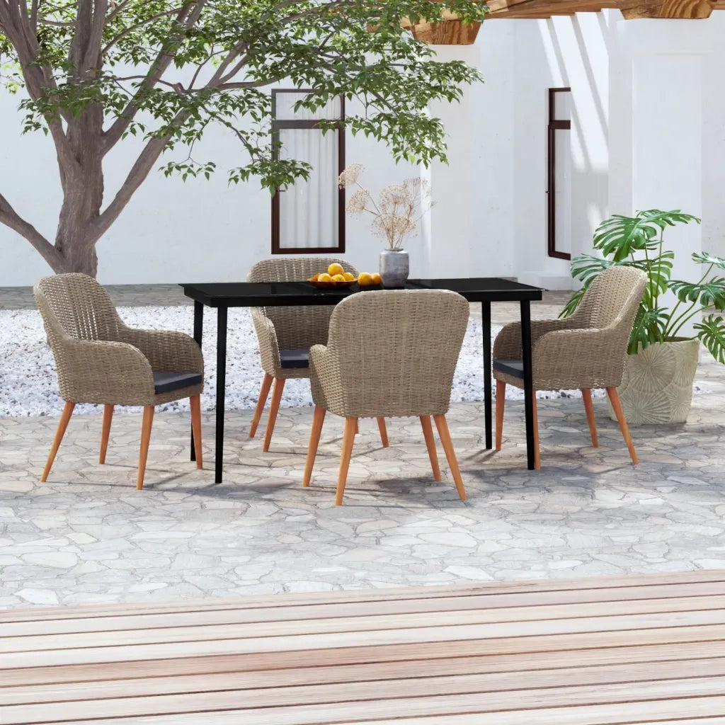 Set da Pranzo da Giardino 5 pz con Cuscini Marrone 3099525