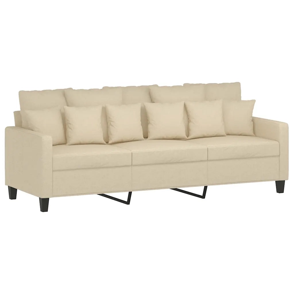 Divano a 3 Posti-Sofa 3 Posti Crema 180 cm in Tessuto 238386