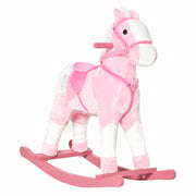 Cavallo a Dondolo Morbido per Bambini 3-6 Anni con Suono ¨C Minimal ¨C 74x28x65 cm Rosa