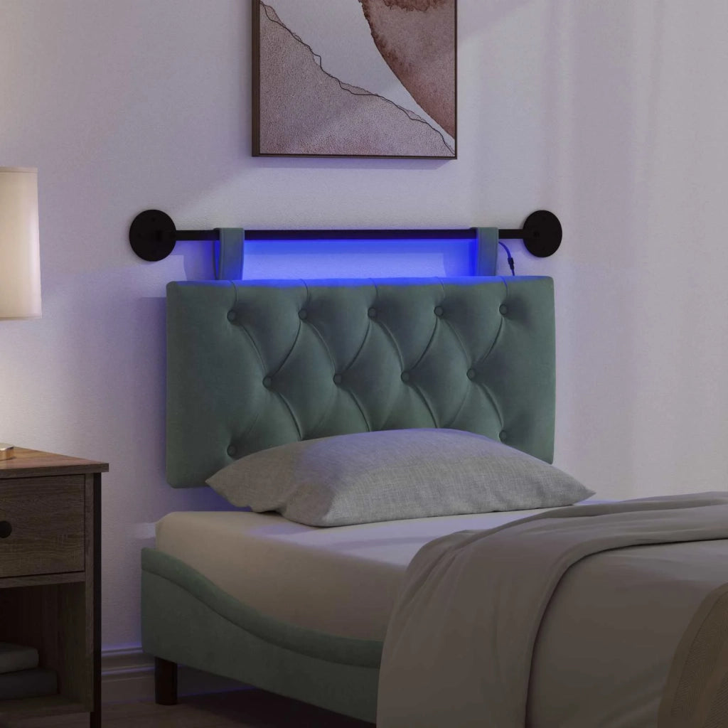 Testiera sospesa Con luce LED Verde Mare Velluto 3424537