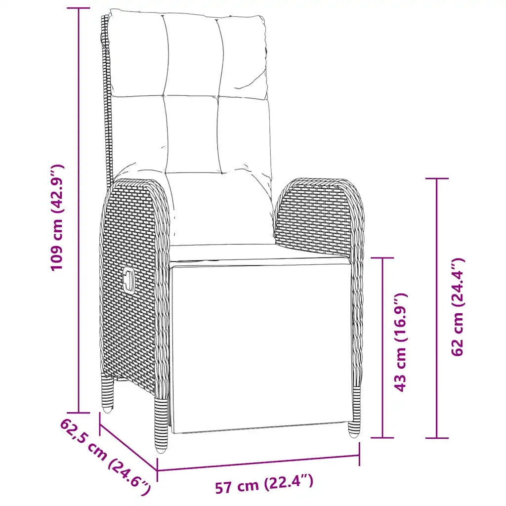 Set da Pranzo per Giardino con cuscino 5 pcs Grigio polyrattan 3380136