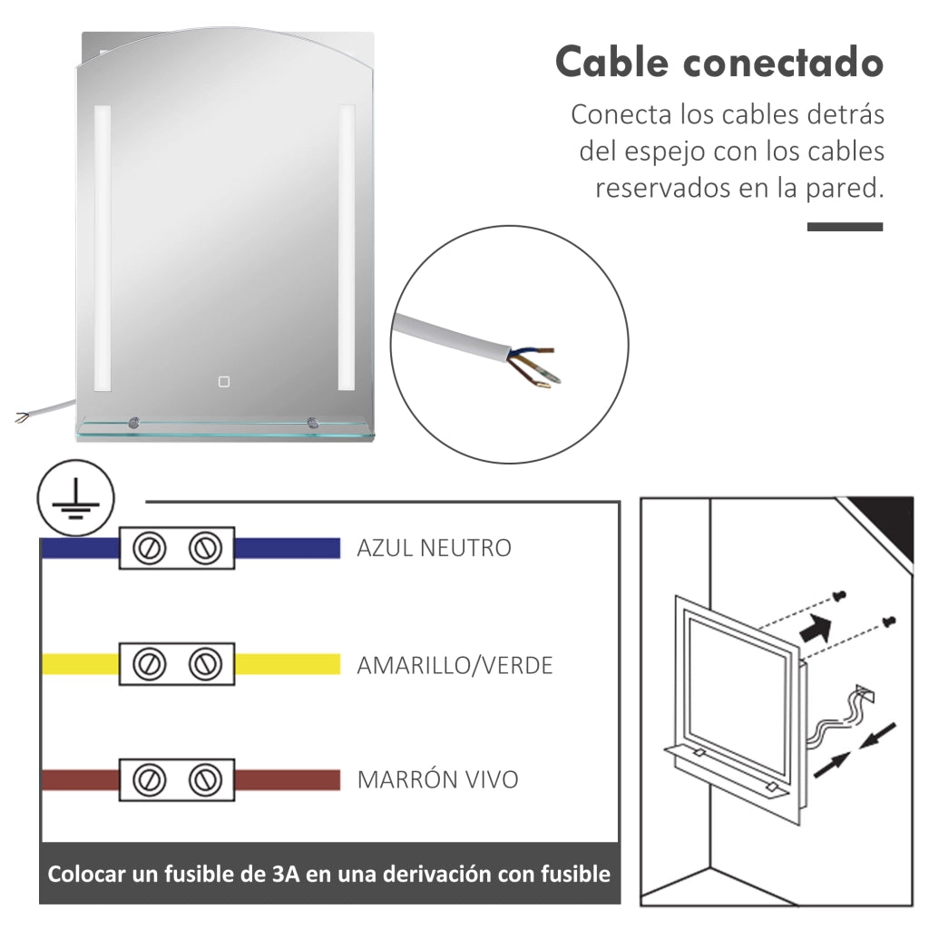 Specchio Bagno con Luci LED e Ripiano Vetro ¨C Minimal ¨C 70x50 cm