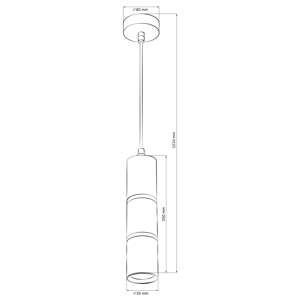 Lampada a sospensione tubolare nera GU10 Polux Bamboo