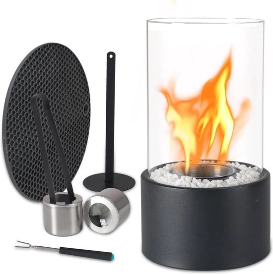 Fiamma bioetanolo adattabile per 3 ore - tavola da interni e esterni con pietre decorative - camino portatile
