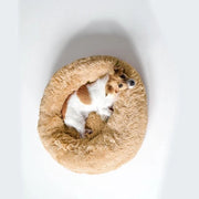 Casa per Cani a Forma Rotonda - 100% Poliestere - Pareti Elevate - Impermeabile - Colori Pastello - Riduce Stress e Ansia - Letto per Cani