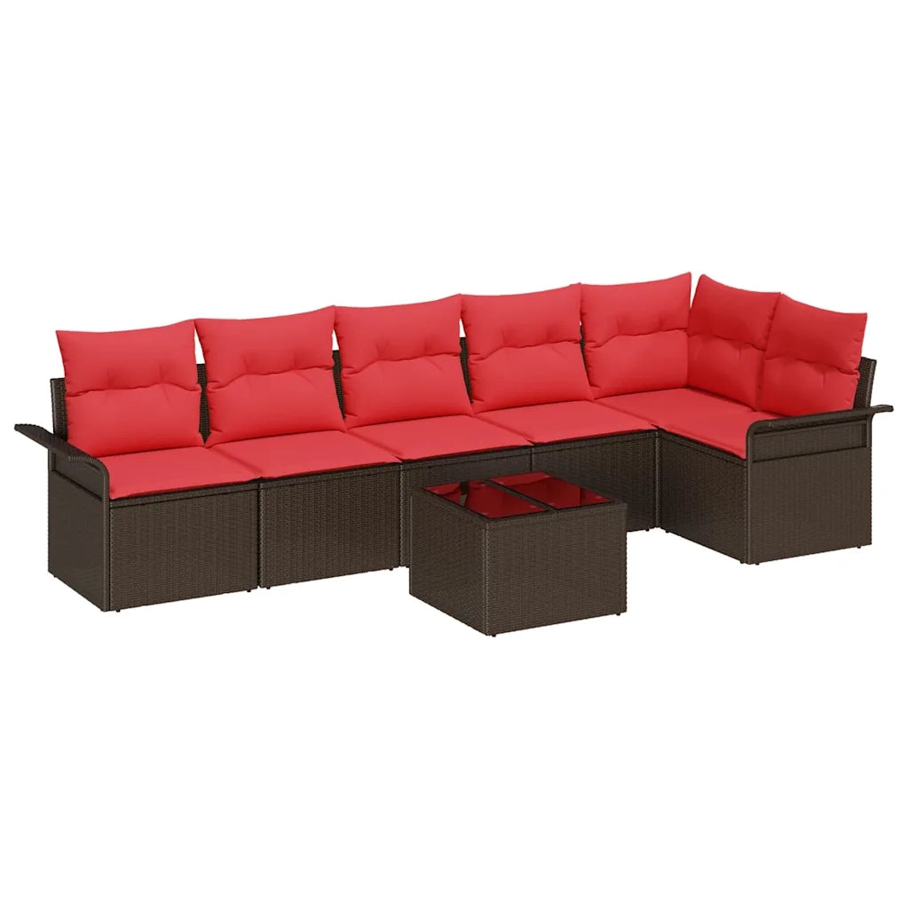 Set Divano da Giardino con cuscino 7 pcs Marrone polyrattan 3345394