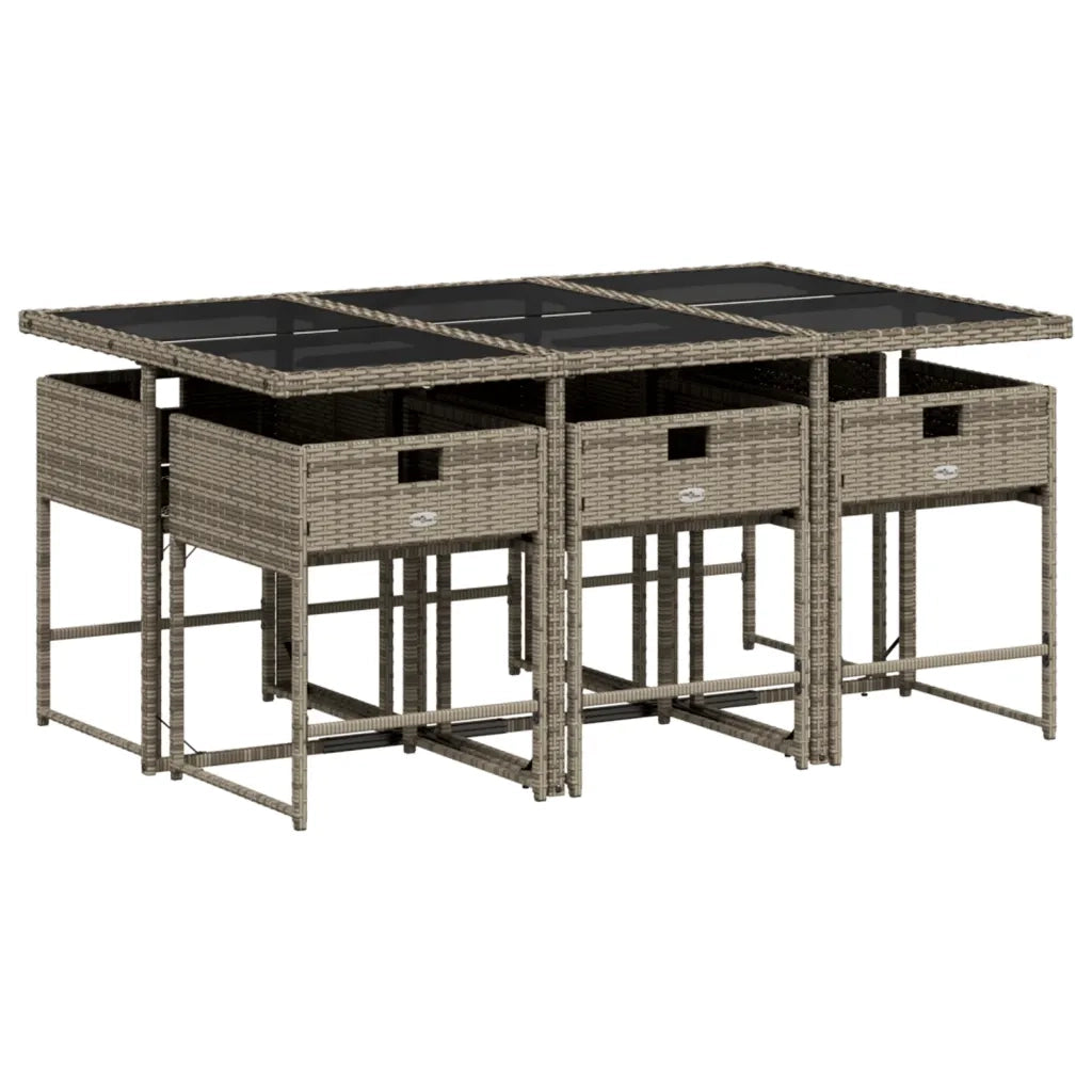 Set da Pranzo da Giardino 7 pz con Cuscini in Polyrattan Grigio 3278035
