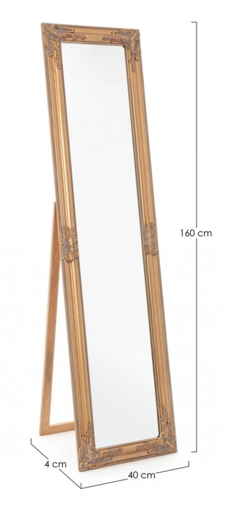 Specchio da Terra Legno Oro Classico da Interno 40x160 - HALL