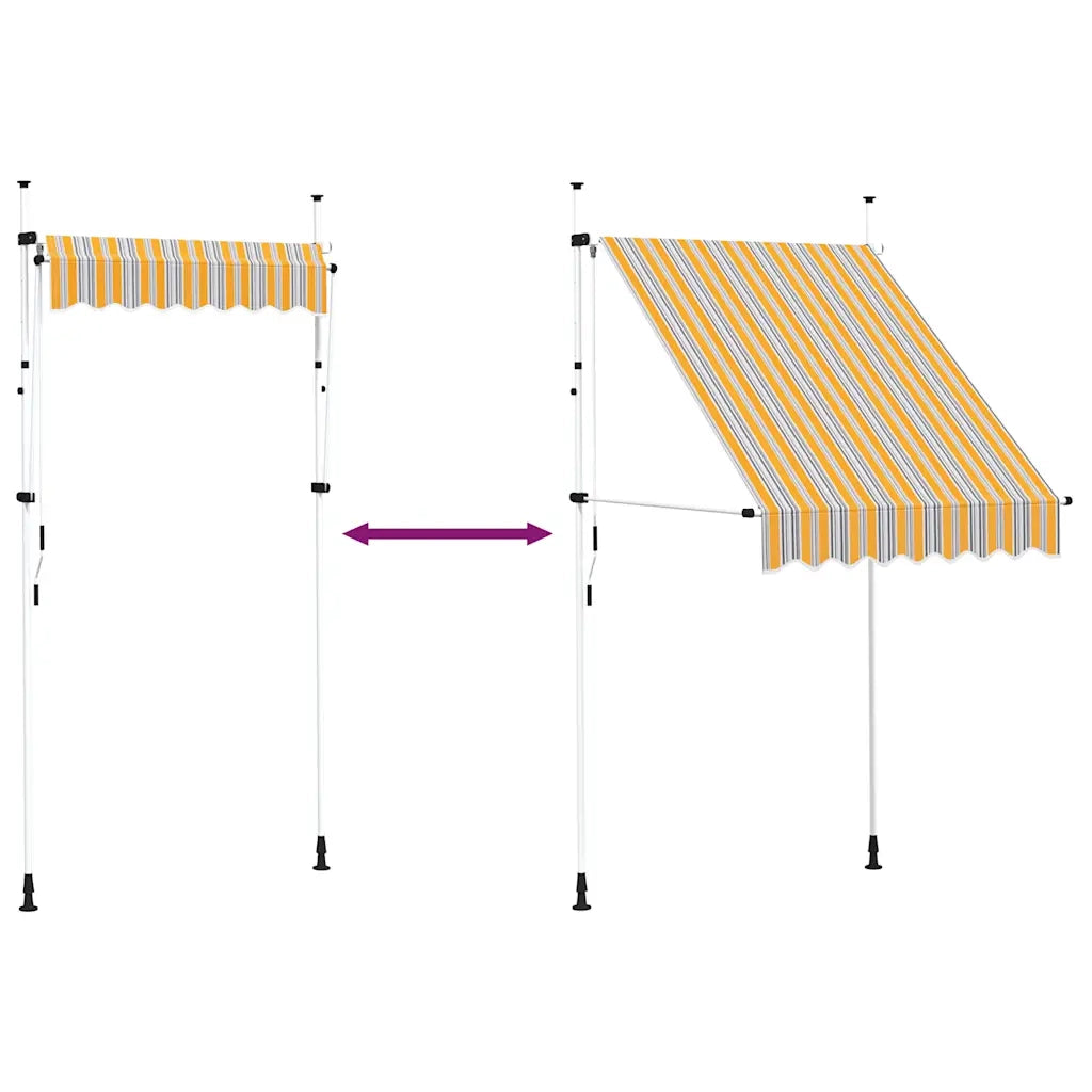 Tenda da Sole | Tenda parasole Retrattile Manuale 150 cm a Strisce Blu e Gialle