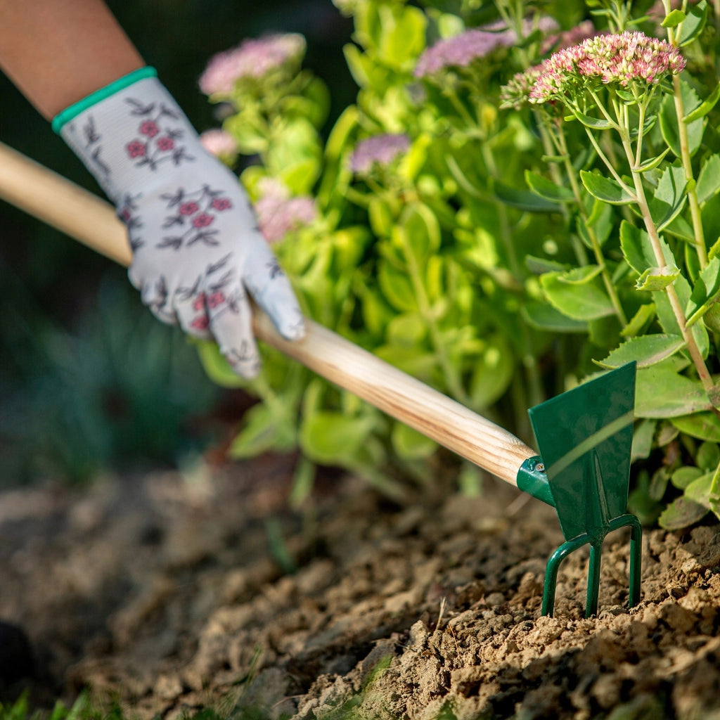 Zappa da giardino KADAX per scavare con forca da 7 cm e gancio da 83 cm