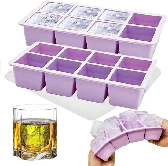 2 pezzi di congelatore in forma di cubetto di ghiaccio, grande con coperchio, inodore, stivabile e lavastoviglie compatibile, per birra, whisky, cocktail e snack